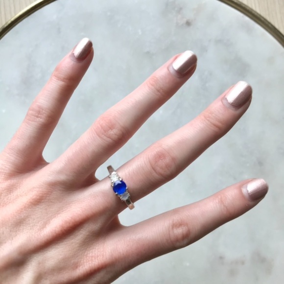 Blue Diamond Style Ring - Picture 1 of 3